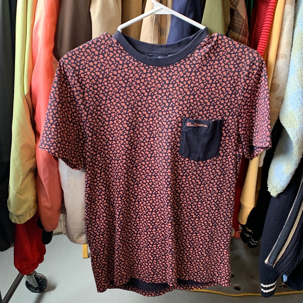 Ben Sherman Black and Red Floral Tee